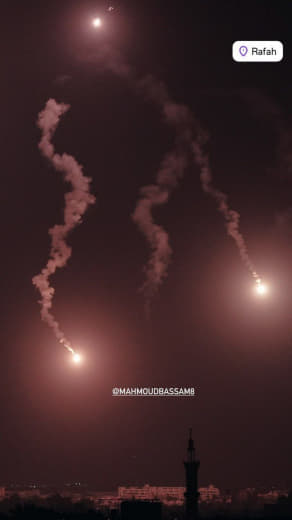 Intense lighting lanterns in the atmosphere of Rafah