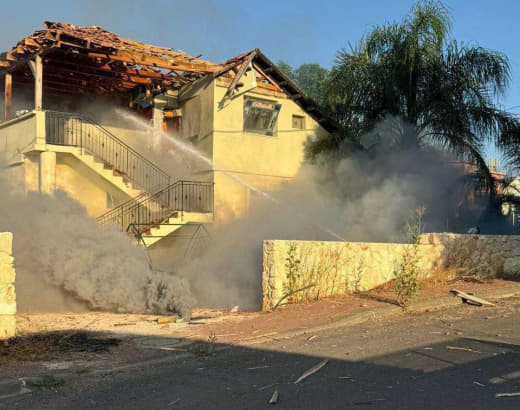Channel 14 Hebrew: Damage to a building in Avivim after it was hit by an anti-tank missile fired from Lebanon
