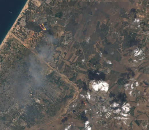Media coverage: "Satellite images show the impact of the battles taking place between the #Palestinian resistance and th