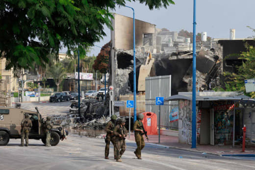 Media coverage: "Photos documenting the destruction left behind yesterday's battles between the Palestinian resistance a