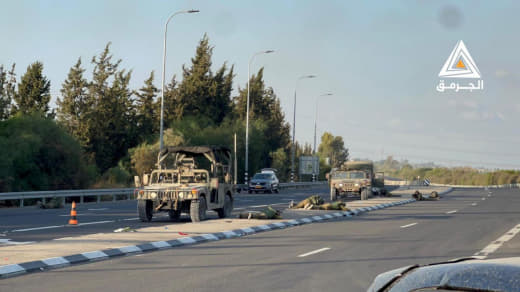 Media coverage: "Israeli occupation forces lie down as the #Palestinian resistance launches a barrage of rocket fire aim