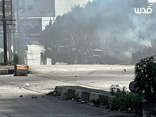 Media coverage: "Angry #Palestinian protesters engage Israeli occupation forces at Huwara military checkpoint, south of 
