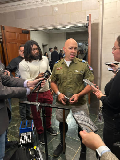 Rep. Brian Mast wore the Israeli army uniform for the GOP conference meeting Friday as he had previously been in occupie