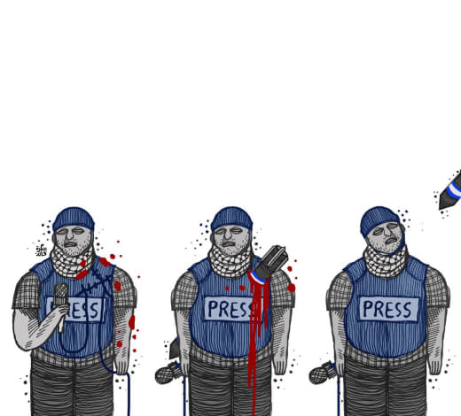 Al Jazeera's journalist Wael Dahdouh... Cartoon by Sara Qaed