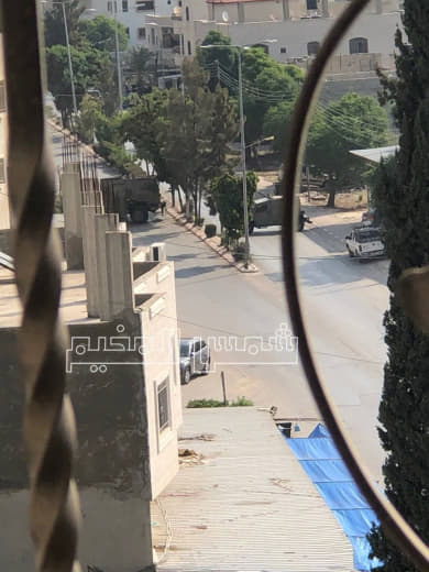 The occupying Israeli army block the main road in the town of Anabta, north of the occupied West Bank.