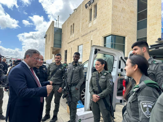 Israeli Minister of National Security, Itamar Ben-Gvir, arrives at an Israeli police station in the old city of occupied