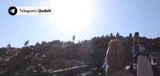 The remains of the American MQ-9 drone that was shot down by the Yemeni Armed Forces in the skies over Saada Governorate