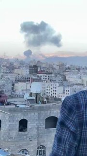 Footage captures the moment American-British aircraft launched a series of airstrikes on several areas in Yemen earlier 