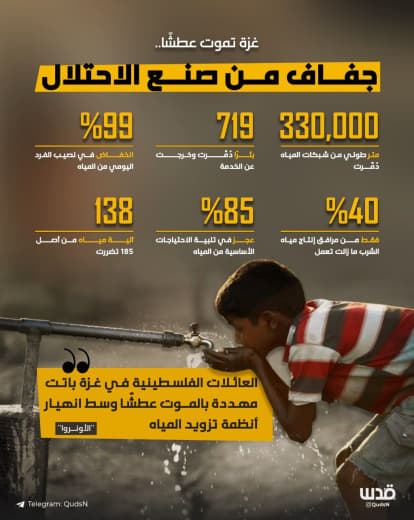 ⚡️ Gaza is dying of thirst... The occupation continues its policy of depriving the Strip's residents of water.