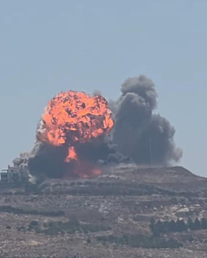 BREAKING: Israeli warplanes launch a series of airstrikes targeting hilltops surrounding the town of Nabatieh in souther