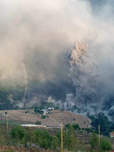 The Israeli strikes that hit the Nabatieh province in the South of Lebanon overlooking the Litani River.