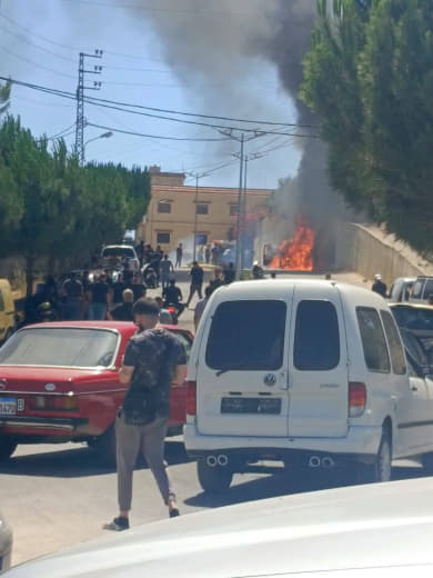 Breaking | Israeli occupation forces bomb a car in Bint Jbeil for the second time today, in the South of Lebanon.