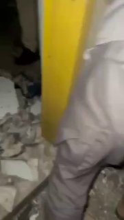 Widespread destruction in a room near Naqoura port in southern Lebanon following an Israeli airstrike