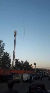 Iranian defense systems intercept an Israeli Hermes drone over the city of Khorramabad west of Iran, this morning.