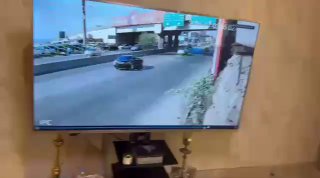 The moment an Israeli drone strike bombed a car on the Khalde highway, near Beirut, Lebanon as shown by surveillance cam