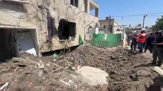Extensive destruction in a building targeted by Iranian forces with a suicide drone in the occupied city of Bisan.